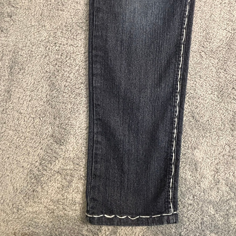 Old Skool Womens Straight Leg Jeans Dark Wash Thick White Contrast Stitch 11 - Picture 2 of 14